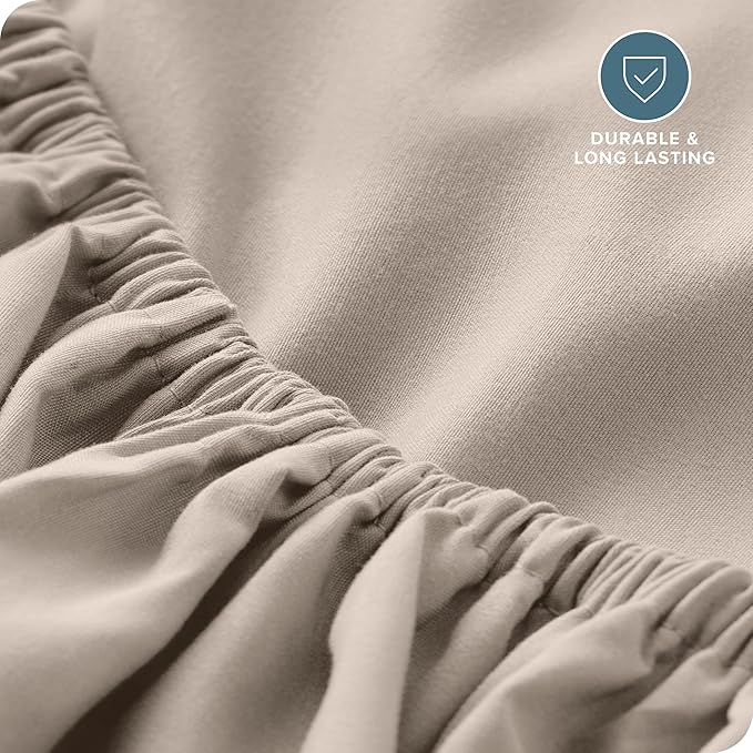 Bare Home Fitted Bottom Sheet Twin Size - Premium 1800 Microfiber - Ultra-Soft Hotel Luxury - Deep Pocket - Durable and Long Lasting (Twin, Pebble)