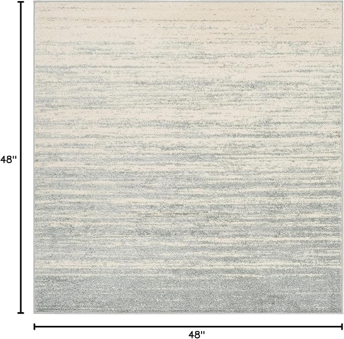 SAFAVIEH Adirondack Collection Area Rug - 4' Square, Slate & Cream, Modern Ombre Design, Non Shedding & Easy to Clean, Ideal for Living Room, Bedroom, Office, Dining Space (ADR113T)