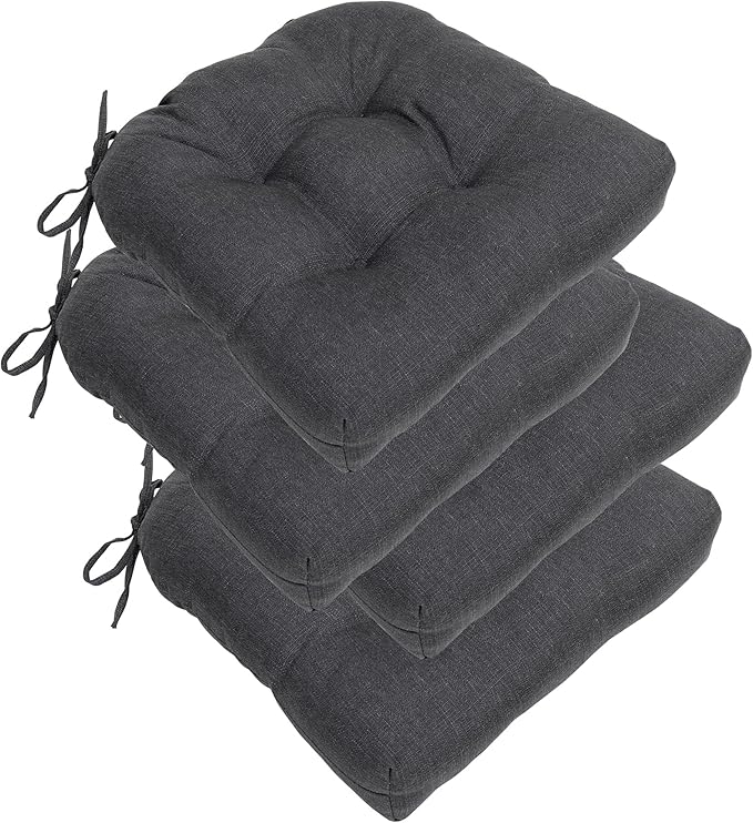 RACE LEAF 4 Pack Patio Chair Cushions 17x17 Inch, Thickened Waterproof Cushions with Stain Resistant Cover and Non-Slip Ties for Patio Furniture (Gray)