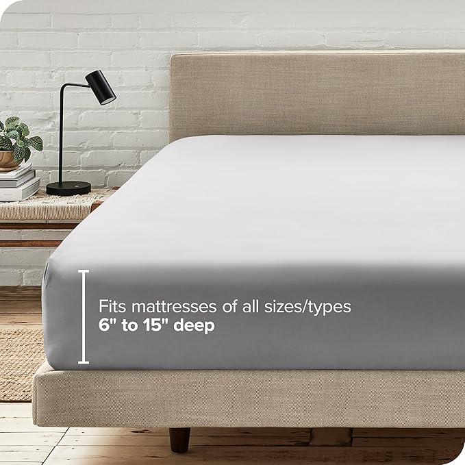 Bare Home Fitted Bottom Sheet Twin Size - Premium 1800 Microfiber - Ultra-Soft Hotel Luxury - Deep Pocket - Durable and Long Lasting (Twin, Light Grey)