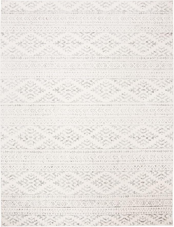 SAFAVIEH Area Rug 9x12 - Tulum Collection - Large - Ivory & Grey, Moroccan Boho Tribal Design, Non-Shedding & Easy to Clean, Ideal for Living Room, Bedroom, Dining Space (TUL272A)