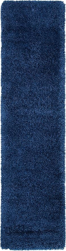 SAFAVIEH Milan Shag Collection Runner Rug - 2' x 6', Navy, Solid Design, Non-Shedding & Easy Care, 2-inch Thick Ideal for High Traffic Areas in Living Room, Bedroom (SG180-7070)