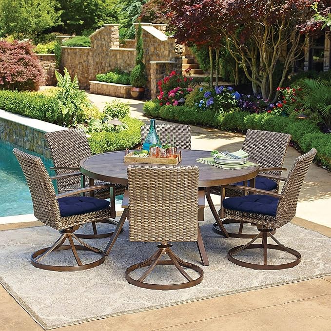RACE LEAF 4 Pack 19x19 Patio Chair Cushions, Thickened Waterproof Cushions with Stain Resistant Cover and Non-Slip Ties (Navy)