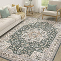 Vintage Living Room Area Rug 7x9 - Large Soft Washable Oriental Traditional Distressed Farmhouse Rugs for Bedroom - Indoor Floor Accent Carpet for Home Office House Decor - Vintage Green