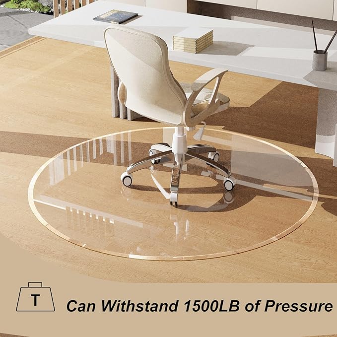 Beveled Edge 48" Round Chair Mat for Carpet or Hardwood Floor Crystal Clear, 48" x 48" for a Smooth Glide and Easy Roll On/Off, Heavy Duty and Non-Slip Floor Ultimate Clear Chair Mat