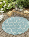 Unique Loom Outdoor Trellis Collection Area Rug - Trellis (Round 10' 8" x 10' 8", Aquamarine/ Gray)