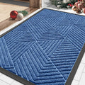 Smiry Front Door Mat Outside Entrance, Heavy Duty Sturdy Natural Rubber Doormat, Trap Dirt and Moisture, Easy Clean Low Profile Mats for Indoor Outdoor Entry, Irregular Triangle (29.5x17, Blue)