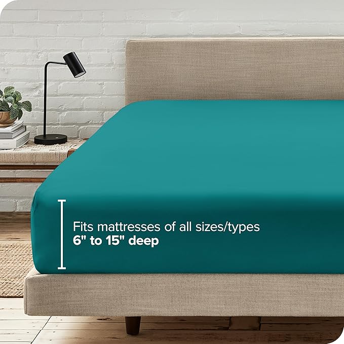 Bare Home Fitted Bottom Sheet Twin XL Size - Premium 1800 Microfiber - Ultra-Soft Hotel Luxury - Deep Pocket - Durable and Long Lasting - Fitted Sheet (Twin XL, Emerald)