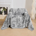 MEETSKY Small Couch Cover Oversized Chair Cover Washable, Chenille Soft Throw Cover for Single Sofa, Abstract Geometric Sofa Slipcover Multi-Use Furniture Protector for Pets, 71" x 91", Deep Grey