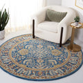 SAFAVIEH Antiquity Collection Area Rug - 6' Round, Dark Blue & Multi, Handmade Traditional Oriental Wool, Ideal for High Traffic Areas in Living Room, Bedroom (AT64B)