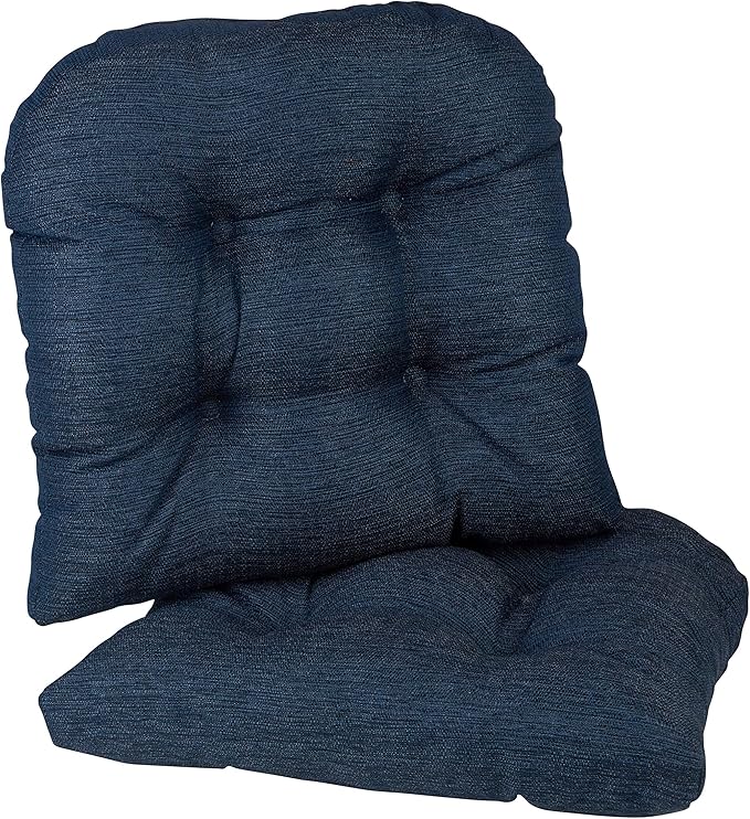 Klear Vu Gripper Overstuffed Universal Non-Slip Dining Chair Cushions for Kitchen Decor or Office Use, U-Shaped Skid-Proof Seat Pad, 17x17 Inches, 2 Count (Pack of 1), Solid Indigo