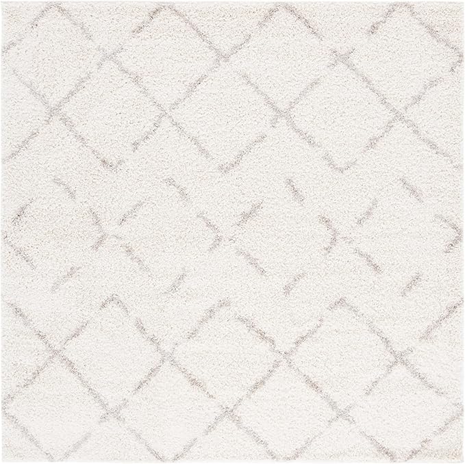 SAFAVIEH Arizona Shag Collection Area Rug - 11' Square, Ivory & Beige, Moroccan Boho Design, Non-Shedding & Easy to Clean, Ideal for Living Room, Bedroom, Dining Space (ASG743A)