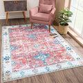 Bloom Rugs Washable Non-Slip 9' x 12' Rug - Red/Blue Traditional Area Rug for Living Room, Bedroom, Dining Room, and Kitchen - Exact Size: 9' x 12'