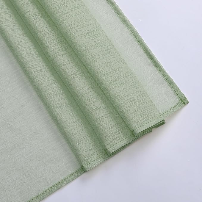 DONREN Sage Green Semi-Sheer Window Valance - Luxury Soft Scarf for Window Wedding Arch, Sheer Curtains (1 Panel, 52 x 216 Inch Length)