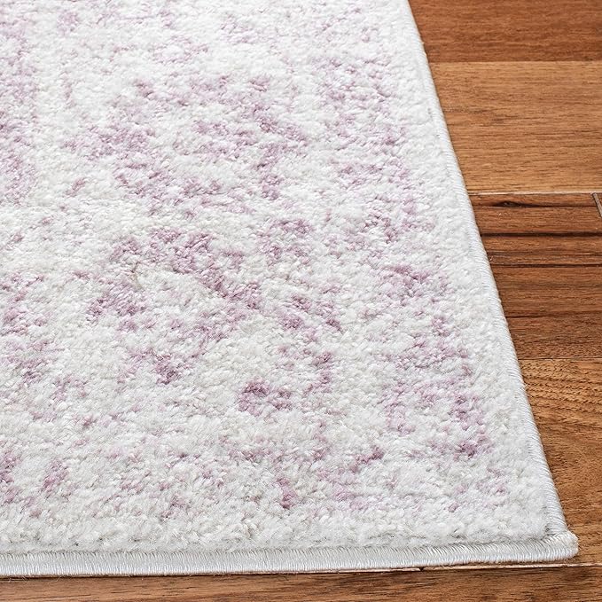 SAFAVIEH Area Rug 4x6 - Adirondack Collection - Ivory & Lavender, Distressed Vintage Floral Design, Non-Shedding & Easy to Clean, Ideal for Living Room, Bedroom, Dining Space (ADR109U)
