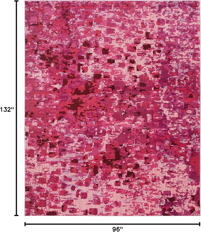 SAFAVIEH Monaco Collection Area Rug - 8' x 11', Fuchsia, Boho Chic Abstract Watercolor Design, Non-Shedding & Easy Care, Ideal for High Traffic Areas in Living Room, Bedroom (MNC225F)