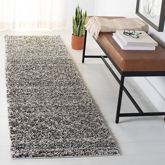 SAFAVIEH Arizona Shag Collection Runner Rug - 2'3" x 8', Brown & Ivory, Moroccan Design, Non-Shedding & Easy to Clean, Ideal for Ideal for Living Room, Hallway, Foyer, Bedroom (ASG743B)