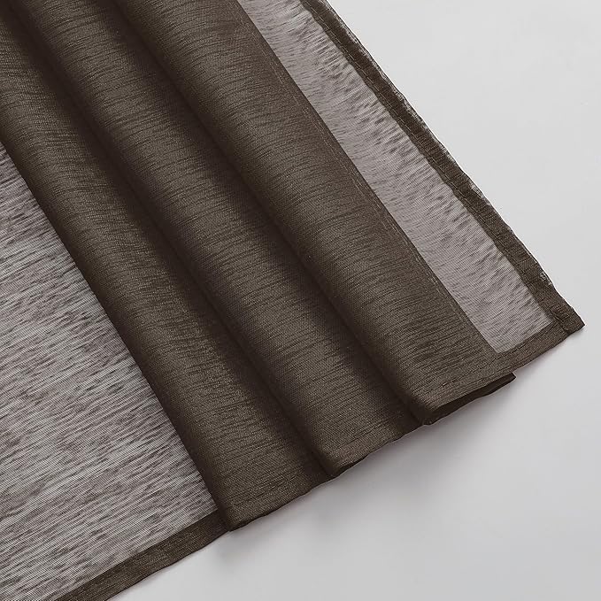 DONREN Luxury Soft Sheer Curtains Scarf for Windows - Semi Voile Window Scarf Valance,52 Inches Wide by 144 Inches Long (1 Panel,Chocolate Brown)