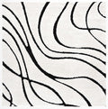 SAFAVIEH Florida Shag Collection Area Rug - 8' Square, Ivory & Black, Non-Shedding & Easy Cleaning, Plush Thick Pile, Ideal for Living Room, Bedroom, Dining Space (SG471-1290)