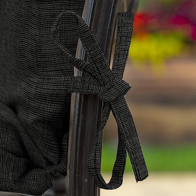 Arden Outdoor Dining Chair Cushion, 2 Pack, 20 x 20, Rain-Proof, Fade Resistant, Black Leala