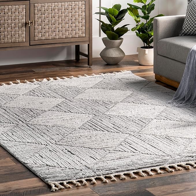 nuLOOM Kerry Light Grey, 2' x 3', Geometric, Soft and Cozy, High Traffic, Stain Resistant, Easy Clean, Durable Area Rug for Bedroom, Living Room, Dining Space, Den, Foyer, Entryway