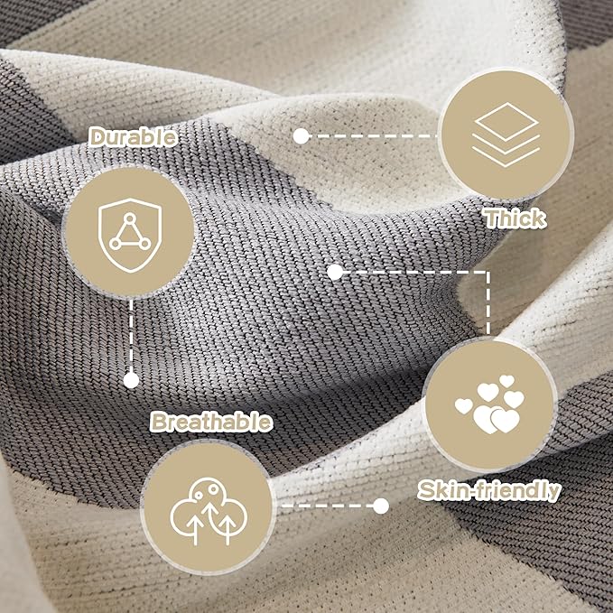 MEETSKY Couch Cover for Dogs Grey Couch Covers for 3 Cushion Couch Sofa Simple Modern Sofa Covers for L Shaped Chenille Couch Cushion Covers for Dogs Kids Easy Install, 91" X134"