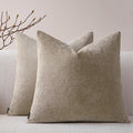 a moment Pack of 2 Decorative Chenille Throw Pillow Covers with Twill Cushion Covers for Sofa Living Room Couch Bed 22x22 Inch Light Brown