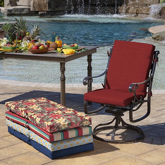 Arden Outdoor Dining Chair Cushion, 20 x 20, Rain-Proof, Fade Resistant, Ruby Red Leala