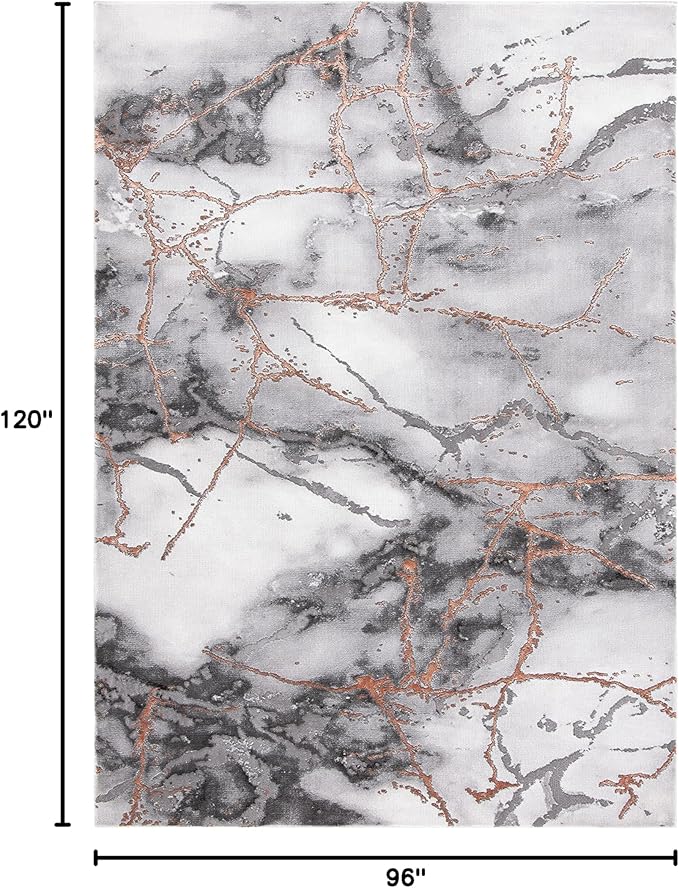 SAFAVIEH Area Rug 8x10 - Craft Collection - Large - Grey & Orange, Modern Abstract Marble Pattern Design, Non-Shedding & Easy Cleaning, Ideal for Living Room, Bedroom, Office, Dining Space (CFT877P)