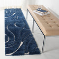 SAFAVIEH Florida Shag Collection Runner Rug - 2'3" x 9', Navy & Ivory, Non-Shedding & Easy Care, 1.2-inch Thick Ideal for High Traffic Areas in Living Room, Bedroom (SG471-6512)