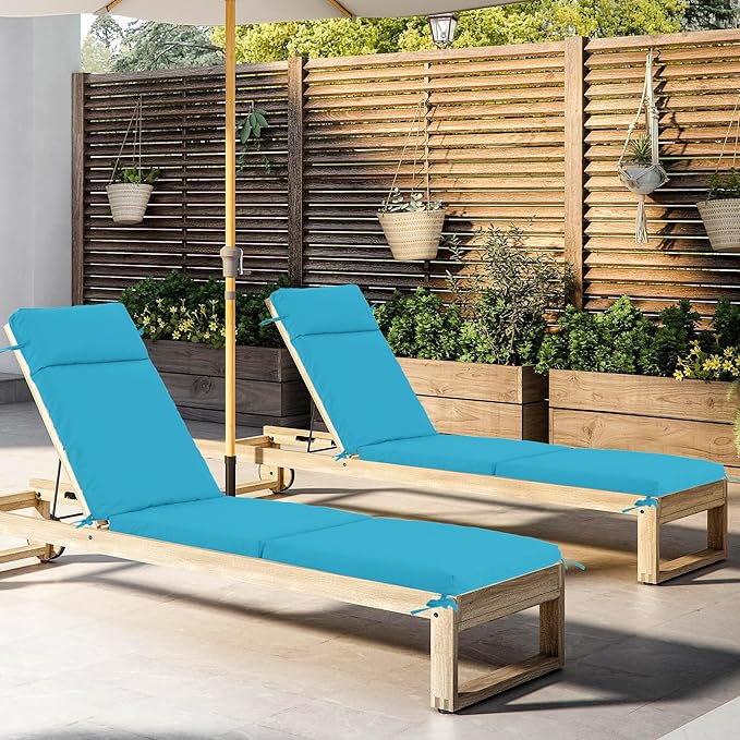Chaise Lounge Cushion 72x21x3 Inch ?Set of 2 Outdoor Lounge Chair Cushions, Lounger Pad Replacement with Fade-Resistant, Removable & Machine-Washable Covers, Ideal for Patio Chaise Chairs, Teal