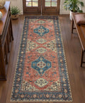 Tangsoo 2x5 Washable Runner Rug for Hallways, Non Slip Vintage Runner Rug, Soft Low Pile Long Rug Runner, Print Distressed Carpet Runners for Kitchen Bedroom Entryway Bathroom Living Room Terracotta