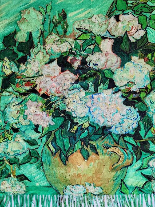 VENVSBEE Reversible Scarf Soft Large Shawl Wrap Blanket Double Sided Art Print Warm Pashmina Stoles Klimt Van Gogh Gifts