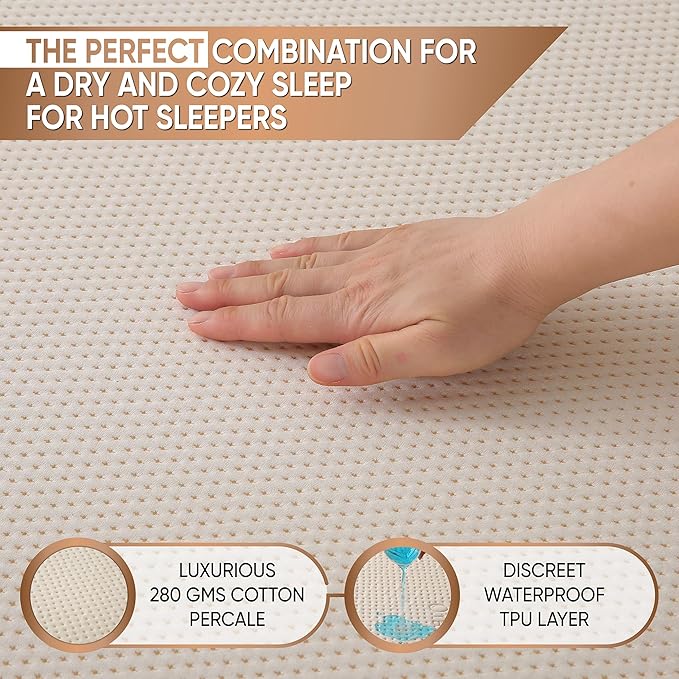 Deluxe Cooling Waterproof Organic Mattress Protector Twin XL - Organic Cotton Percale Breathable Mattress Pad Cover - Naturally Cool for Hot Sleepers – Soft Natural Comfort