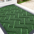 OLANLY Front Door Mat Indoor Outdoor Entrance, Waterproof All-Season, All-Weather Doormat, Sturdy Natural Rubber, Low Profile, Easy Clean Patio Porch Entryway Mat, Herringbone Brick (Green, 47x23)
