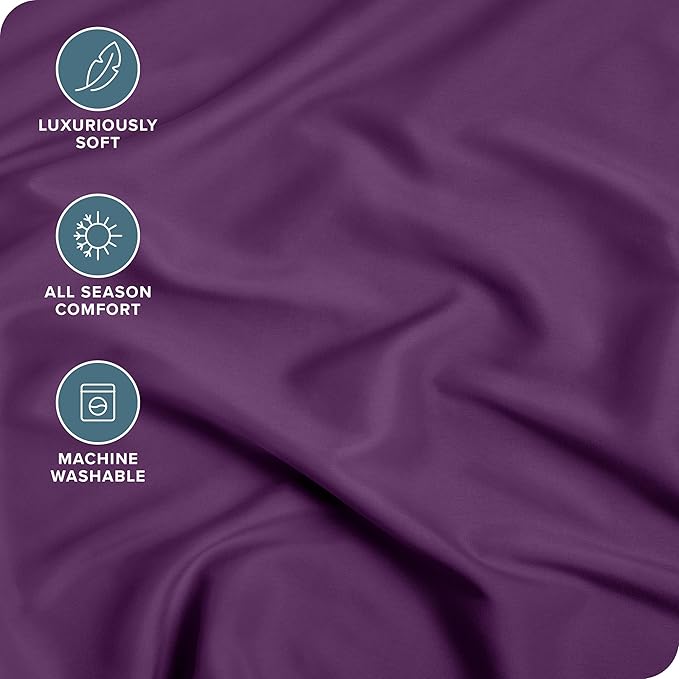 Bare Home Fitted Bottom Sheet Full Size - Premium 1800 Microfiber - Ultra-Soft Hotel Luxury - Deep Pocket - Durable and Long Lasting (Full, Plum)