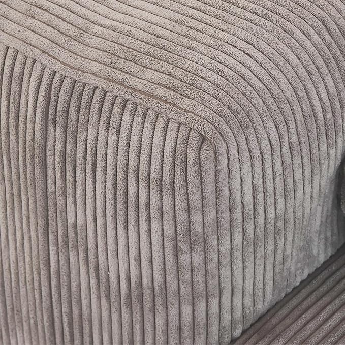JACH 142" Sectional Couch Sofa with 5 Pillows, Corduroy Modular Sectional Couch, Cushion Covers Removable, Soft Sofas Couches for Living Room, Office, Apartment, Light Brown