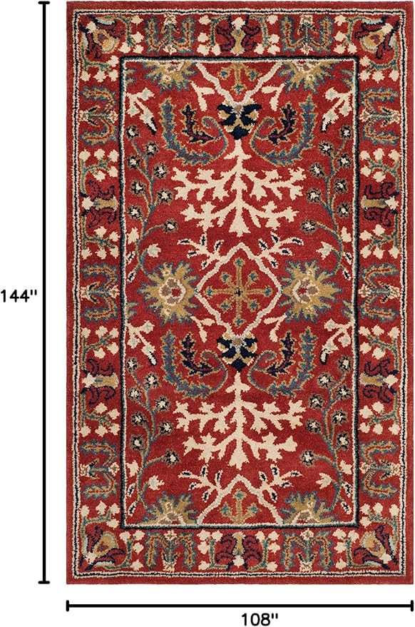 SAFAVIEH Antiquity Collection Area Rug - 9' x 12', Red & Multi, Handmade Traditional Oriental Wool, Ideal for High Traffic Areas in Living Room, Bedroom (AT64A)