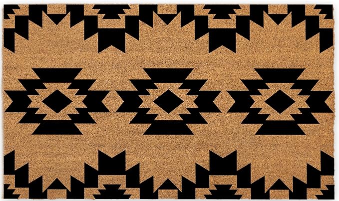 Coir Door Mats 17" X 30", Non-Slip Sturdy, PVC Backed Heavy Duty, Easy to Clean, Ideal for Door Entrance, Patio, Porch, Backyard, Garages, Geometric Boho
