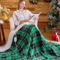 OCTROT Heated Blanket Electric Full Size 72X84, Heating Throw with 10 Heating Levels & 8 Hours Auto Off, Checkered Plaid Sherpa Blanket Warmer for Adults, Fast Heat and Washable, in Purple