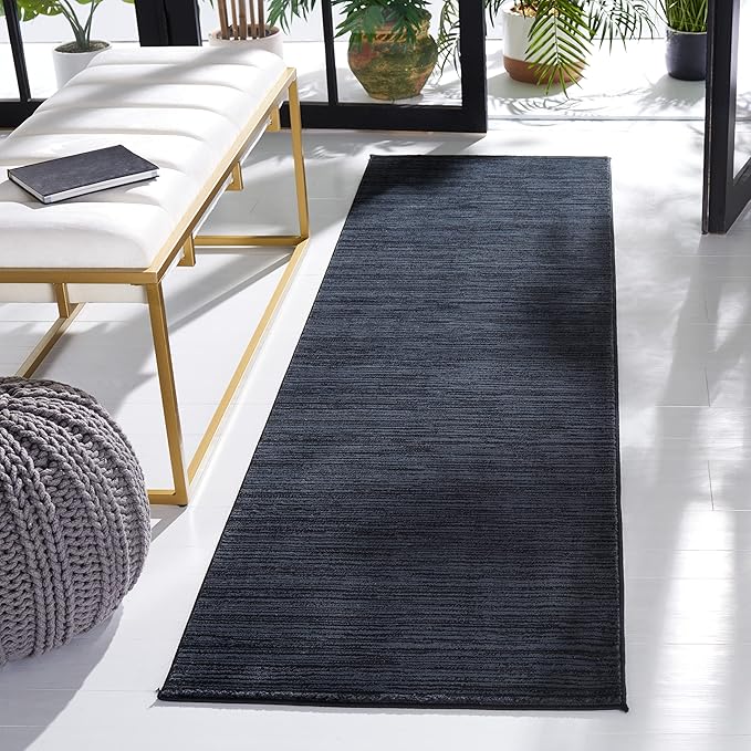 SAFAVIEH Vision Collection Runner Rug - 2'2" x 8', Black, Modern Ombre Tonal Chic Design, Non-Shedding & Easy Care, Ideal for High Traffic Areas in Living Room, Bedroom (VSN606Z)