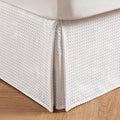 MIYE Pleated Waffle Weave Bed Skirt, Tailored Dust Ruffle 14 Inch Drop Easy Fit, Machine Washable,No Split Corners (White, Queen - 14" Drop)