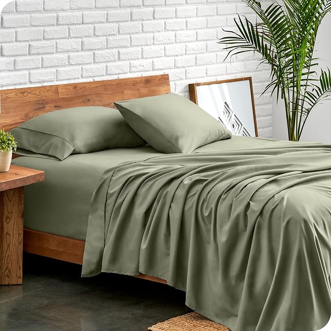 Bare Home Split King Sheet Set - 1800 Ultra-Soft Microfiber Bed Sheets - Double Brushed - Deep Pockets - Easy Fit - 5 Piece Set - Bed Sheets (Split King, Sage)