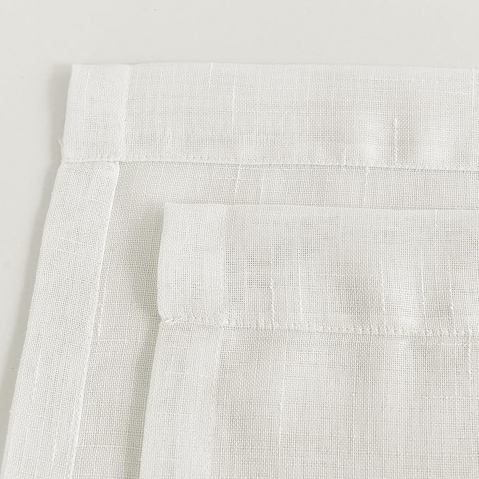 Sheer Curtains Faux Linen Semi Voile Light Filtering Drapes Pair for Bedroom Living Room, Set of 2 Grommet Top Window Curtain Panels (Each 54 x 84 Inch, Off White)