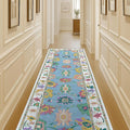 Fame Living Colorful Oushak Runner Rug, Modern Runners, Vintage, Turkish, Eclectic, Floral, Pastel, Washable, Long Runner Rugs for Hallway, Kitchen, Living Room, Bedroom, Kitchen, Bathroom, 2'5"x13'