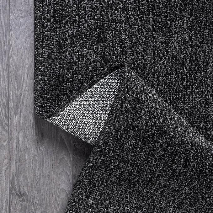 Easy Jute Runner Rug 2x7 Indoor Outdoor Natural Rugs Solid Fiber Rug Woven Area Rug Boho Easy Clean Inside Carpet for Living Room Bedroom Dining Room Hallway or Outdoor Patio Porch (2 X 7 Dark Grey)