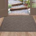 BEQHAUSE Dirt Trapper Door Mat 24" x 36", Doormat Non-Slip Entryway Rugs Washable, Dog Door Mat Stain Resistant and Absorbent Welcome Floor Mat for Front Back Door, Muddy Wet Shoes & Paws, Light Brown