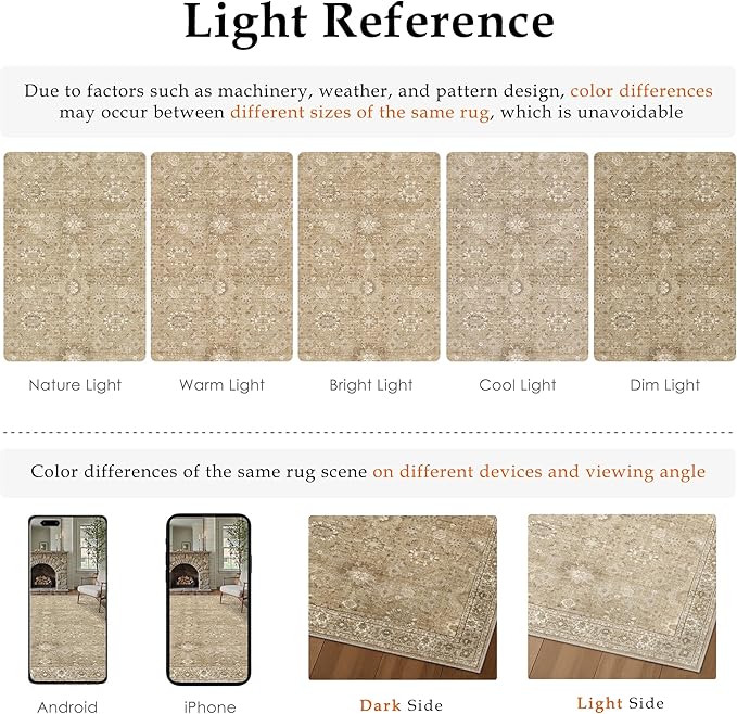 4x6 Brown Area Rug Non Slip Vintage Office Entryway Rug Distressed Machine Washable Kitchen Carpet Retro Traditional Floral Accent Throw Door Mat for Bedroom Bathroom Dining Living Room