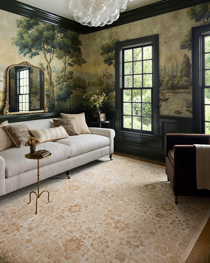 Loloi Chris Loves Julia Palma Collection PLM-04 Natural/Spice 3'-6" x 5'-6" Accent Rug Vintage Style Boho Living Room Bedroom Carpet