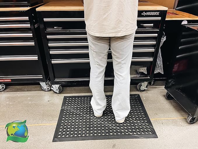 Envelor 4-Pack Anti Fatigue Rubber Floor Mat - Non-Slip Restaurant Mat with Drainage - 24 x 36 Inches